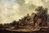 Jan van Goyen Peasant Huts with a Sweep Well painting